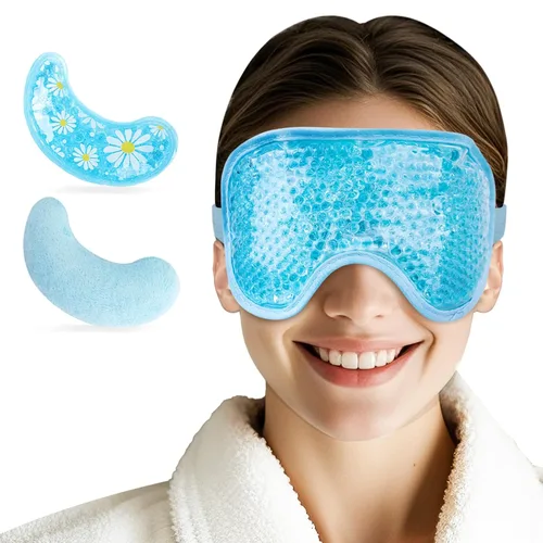 Miniatura 3 de NEWGO Mascarilla refrescante para ojos hinchados, máscara de ojos fríos para ojos para después de cirugía de ojos, alivio del estrés tensional, Azul