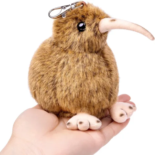Peluche de pájaro pequeño kiwi, animal de peluche realista de pájaro kiwi marrón de 5 pulgadas, lindo pájaro kiwi llavero de peluche como regalo