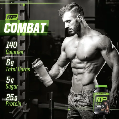 Miniatura 5 de MusclePharm Combat Proteína en Polvo, Sabor a Leche con Chocolate, Alimenta los Músculos para Entrenamientos Productivos, 5 Fuentes de Proteína