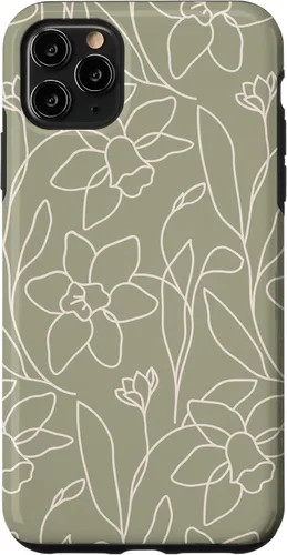 Miniatura 13 de Poppy Flower Line Art Modern Leaves Boho Artichoke Green Case for iPhone 17