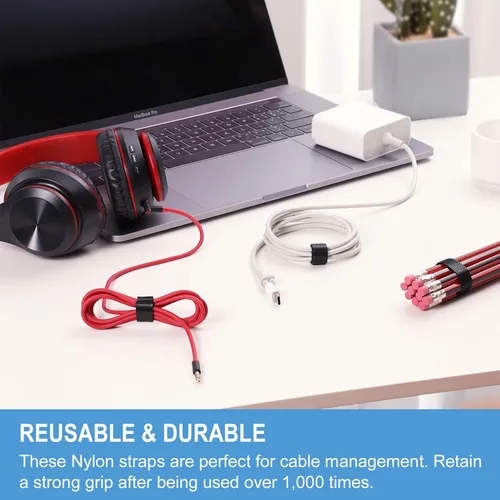 Miniatura 3 de Rollo de gancho y bucle de 1/2 pulgadas x 100 pies Tiras de doble cara, correas autoadhesivas Sujetadores reutilizables multiusos para el hogar