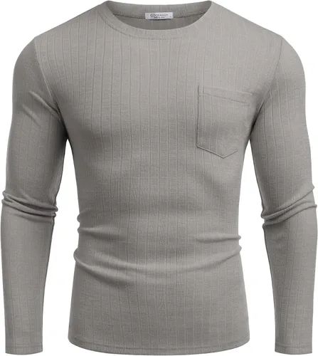 Miniatura 5 de COOFANDY Camiseta de manga larga para hombre, cuello redondo, para entrenamiento, fisicoculturismo, camiseta casual