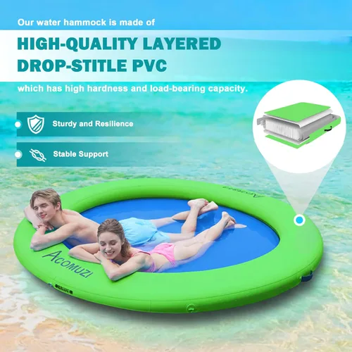 Miniatura 2 de Hamaca de agua inflable de 4/6/8/10/12 pies, flotador flotante redondo para adultos, balsa flotante de piscina resistente para océano y lago