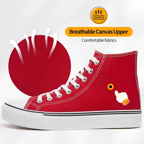 Miniatura 2 de Tenis de lona de caña alta con cordones para mujer, estilo informal, ideales para caminar