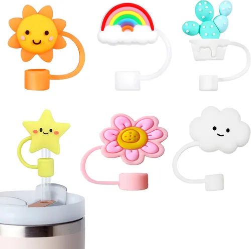 Miniatura 10 de 6 piezas de tapas de popote mágicas de silicona para taza Stanley de 30 y 40 oz, tapas reutilizables para popotes para accesorios de taza Stanley