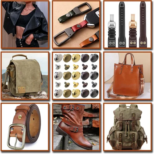 Miniatura 7 de YORANYO Juego de 30 tornillos Chicago de cuero, remaches de metal, remaches para ropa, tornillos de fijación de Chicago con picos y tachuelas