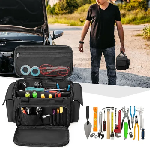 Miniatura 8 de Rexmica - Bolsa pequeña de herramientas con fondo acolchado y antideslizante, organizador de almacenamiento de herramientas para hombres, bolsa Negro