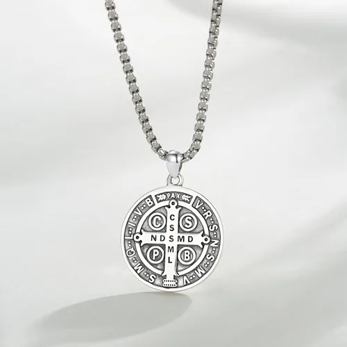 Miniatura 471 de Collar de plata de ley 925 con medalla de San Patrón, colgante de protección católica, amuleto, joyería religiosa para hombres y mujeres