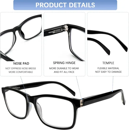 Miniatura 3 de SIGVAN Paquete de 6 lentes de lectura para mujeres y hombres, bloqueo de luz azul, bisagra de resorte, antifatiga ocular/deslumbramiento, lectores 6
