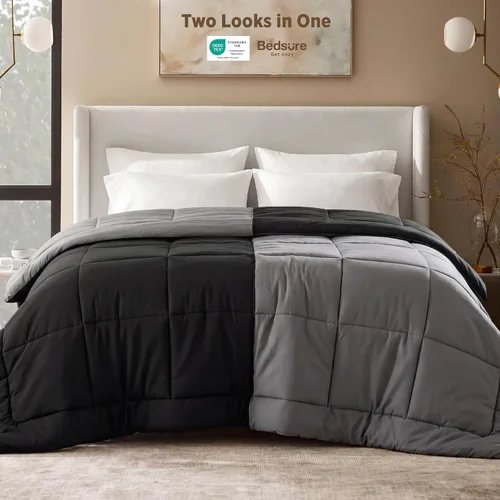 Miniatura 28 de Bedsure Edredones de edredón tamaño matrimonial, edredón acolchado alternativo, ultra suave y ligero, con 8 pestañas, lavable a máquina, 82 x 86