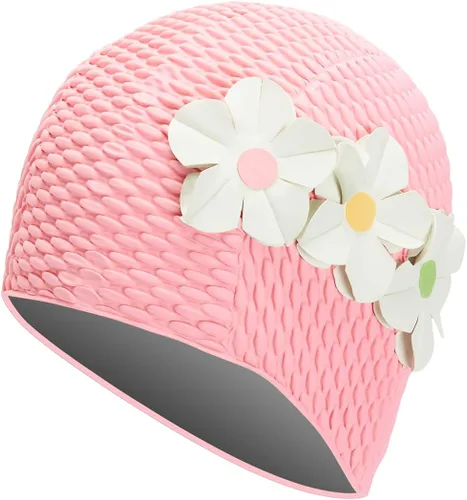 Miniatura 21 de Sporti Gorro de Natación de Burbujas, Gorro de Baño de Protección para Mujeres, Agarre Interior Antideslizante, Hecho de Látex/Goma y Mantiene