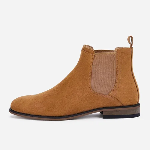 Miniatura 4 de Coutgo Botas Chelsea para hombre, botas de vestir cómodas de gamuza, botas de tobillo Chukka