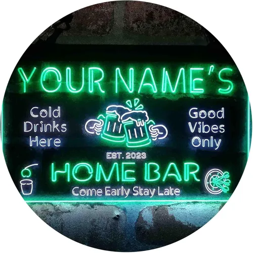 Miniatura 26 de ADVPRO Letrero de neón LED de doble color personalizado con tu nombre para bar casero de cerveza, año de establecimiento, blanco y morado, 16 x 12