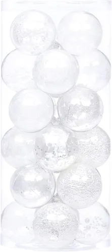 Miniatura 39 de Sea Team Juego de bolas de Navidad de plástico transparente inastillables, bolas decorativas de varios tamaños con relleno delicadas decoraciones