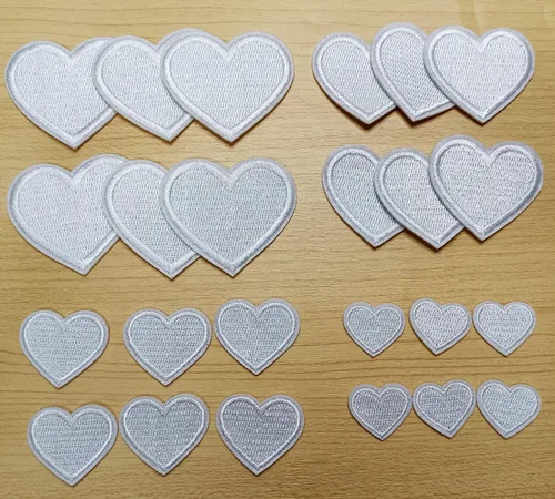 Miniatura 2 de 24 parches para planchar con corazón blanco, parches bordados con corazón para ropa, chaquetas, sombreros, mochilas, jeans
