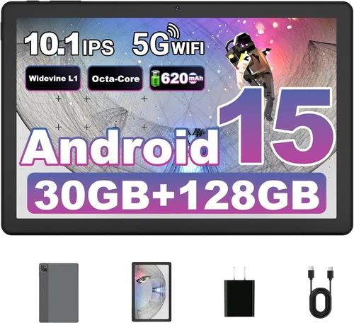 Miniatura 8 de Gleeso Tableta, tableta Android de 10 pulgadas, 30GB+128GB+2TB TF, 6200mAh, carga rápida de 15W, pantalla IPS HD 1280x800, WiFi 6, BT 5.4, cámara