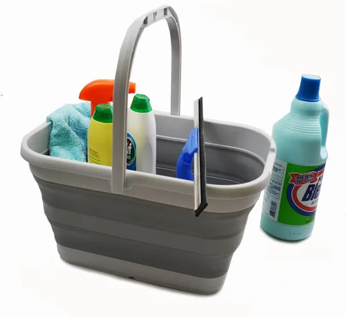 Miniatura 5 de SAMMART Cubo de agua plegable rectangular de 12 litros (3.1 galones) para campamento, pesca (gris (juego de 2))