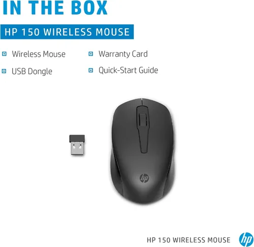 Miniatura 5 de HP Ratón inalámbrico 150, 3 botones con rueda de desplazamiento de control doble, sensor óptico de 1600 DPI con diseño ergonómico para comodidad