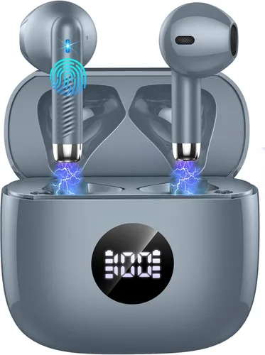 Miniatura 13 de Auriculares inalámbricos, Bluetooth 5.4, auriculares con pantalla LED de energía, bajos estéreo, auriculares Bluetooth intrauriculares