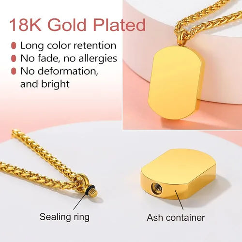 Miniatura 111 de FindChic Collares personalizados con urna para cenizas, barra vertical, gato, luna, reloj de arena, garra de perro, acero inoxidable, chapado en oro