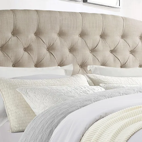 Miniatura 6 de Rosevera Marcelle - Marco de cama con respaldo de alas con cabecera ajustable de diseño distintivo, tapizado con botones para dormitorio, soporte