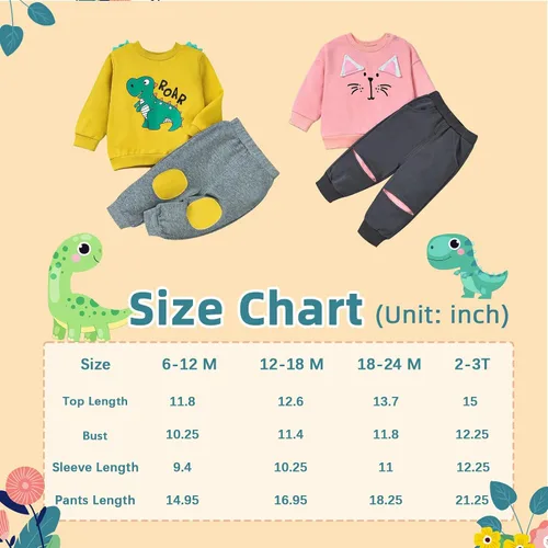 Miniatura 7 de Conjunto de 2 piezas de ropa para bebé niño pequeño para otoño e invierno