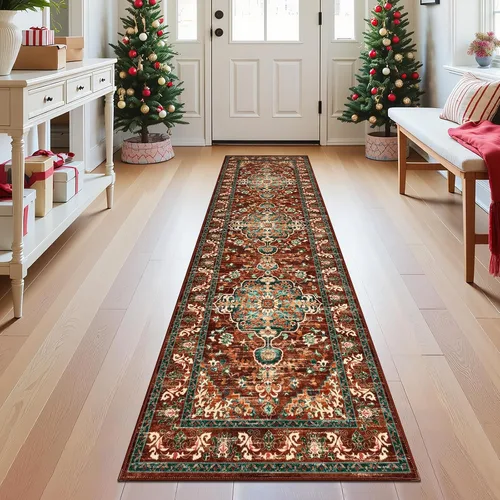 Miniatura 80 de U'Artlines Alfombra de Área Bohemia Lavable, 2x3 Pequeña Suave Antideslizante Vintage Felpudo para Puerta Frontal Interior Alfombra Verde
