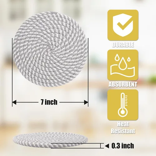 Miniatura 4 de Salvamanteles para platos calientes, almohadillas calientes para cocina, salvamanteles de 7 pulgadas para ollas y sartenes calientes, soportes