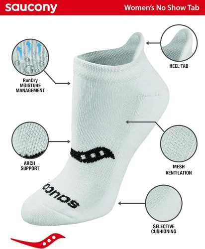 Miniatura 2 de Saucony Calcetines deportivos de rendimiento para mujer RunDry con tabique en el talón, disponibles en tallas S-L (8, 16, 24 pares)