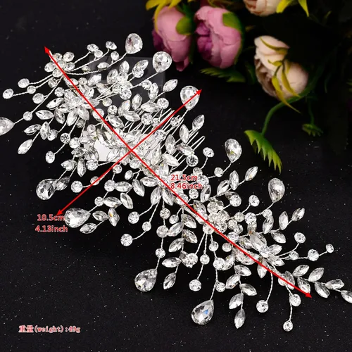 Miniatura 7 de ULAPAN Peine de pelo con diamantes de imitación plateados para damas, accesorio para el cabello para novia, boda, baile, ocasiones especiales