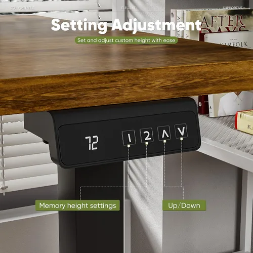 Miniatura 6 de Shahoo Escritorio eléctrico de pie con estante para monitor, mesa de esquina ajustable de altura de 47 x 24 pulgadas, estación de trabajo