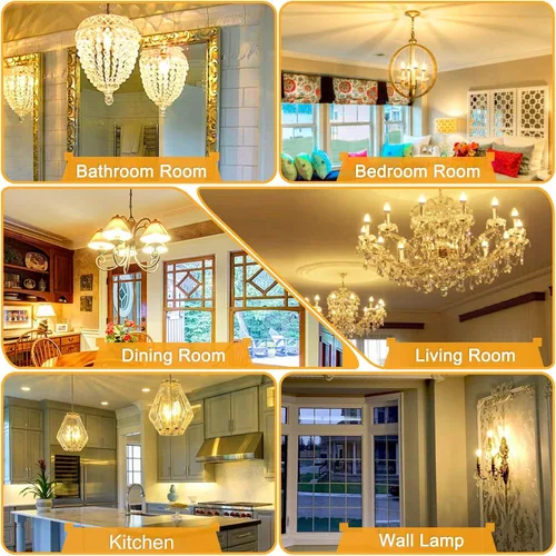 Miniatura 7 de Bombillas LED E12 de Sailstar, equivalentes a 60 W, 500 lúmenes, bombillas de luz para ventilador de techo, blanco suave 2700 K, tipo B, bombilla