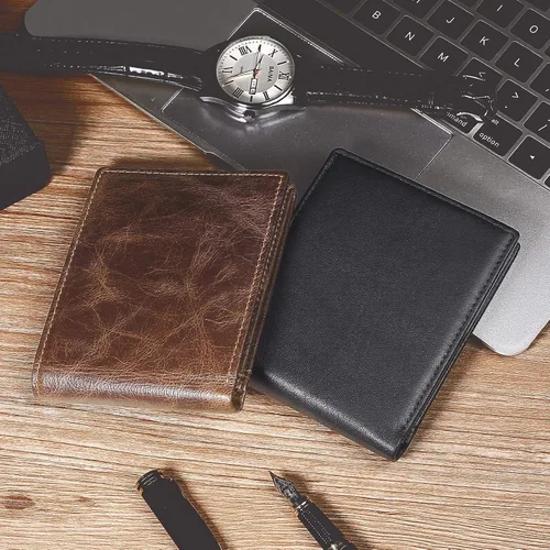 Miniatura 3 de Swallowmall Mens Wallet RFID Genuine Leather Slim Bifold Wallets For Men Removable ID Windows 11 Cards Holders Gift Box