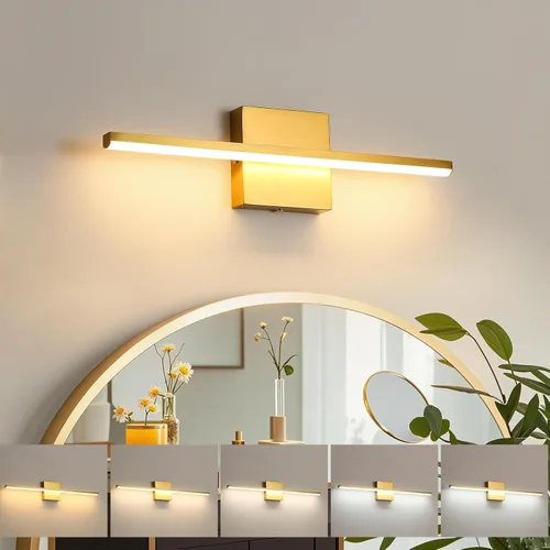 Miniatura 12 de Lámpara de tocador de baño moderna de 24 pulgadas, lámpara de baño negra de 18W sobre espejo, aplique de pared LED regulable de 5CCT para espejo