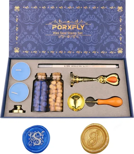 Miniatura 24 de Juego de 2 sellos de cera con letra J, kit de sellos de cera del alfabeto inicial, caja de regalo vintage, sello de la serie de letras de la A a