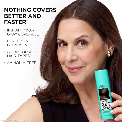 Miniatura 7 de L'Oreal Paris Magic Root Cover Up - Aerosol para el cabello gris, cobertura de cabello 100% canas con fórmula construible, ligera, resistente a