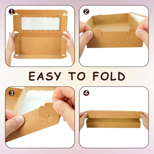 Miniatura 7 de XINHPKGG 5 cajas de galletas con ventana: cajas de panadería de 12 x 5 x 1.5 pulgadas, cajas de golosinas, cajas de fresas cubiertas de chocolate