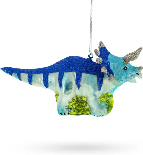 Miniatura 2 de Dinosaurio brillante brillante - Adorno navideño de vidrio soplado