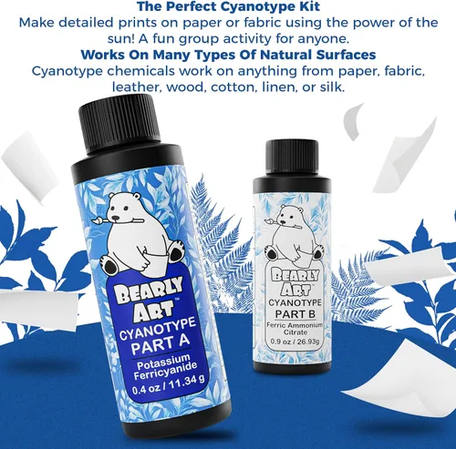 Miniatura 4 de Bearly Art Cyanotype Kit - Sun - Juego de impresión solar para impresión fotográfica en papel y tela - Sensibilizador de 2 partes - Archivo - Crea