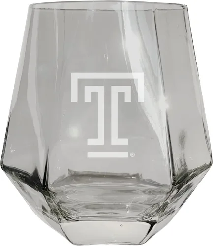 Temple University - Copa de vino grabada con corte de diamante, sin tallo, de 10 onzas, producto universitario con licencia oficial