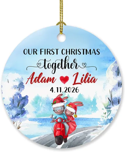 Miniatura 7 de Adorno de decoración de pareja juntos Navidad 2025, Adorno personalizado de nuestra primera Navidad juntos, regalo para citas, aniversario, pareja