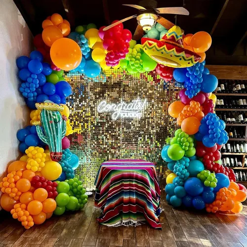Miniatura 5 de Decoraciones de fiesta mexicana, arco de globos de fiesta, colorido temática mexicana, kit de guirnalda de globos con cactus y llamas, globos