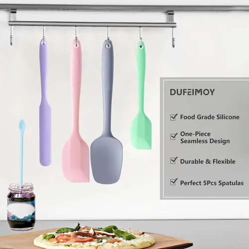 Miniatura 6 de Juego de 5 espátulas de silicona multicolor, juego de espátulas de goma resistentes al calor, juego de utensilios de cocina de silicona apto