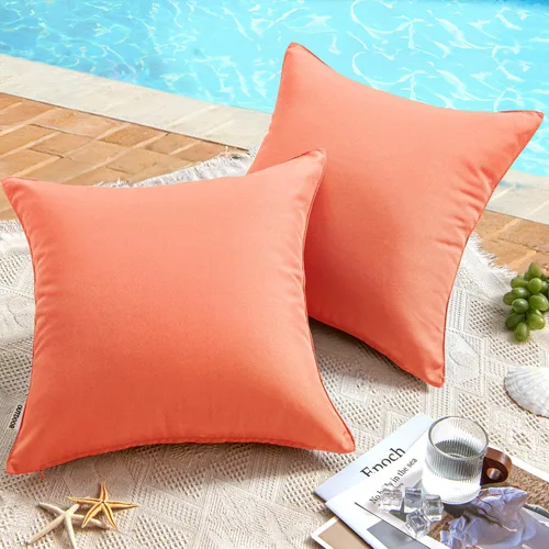 Miniatura 35 de MIULEE - Juego de 2 fundas de almohadas decorativas para exteriores, impermeables, cuadradas, para jardín, para cenador de primavera, tienda de Negro
