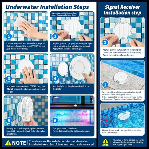 Miniatura 4 de Homly - Luces para piscina LED recargables sumergibles con control inalámbrico por APP, luces LED inteligentes subacuáticas impermeables