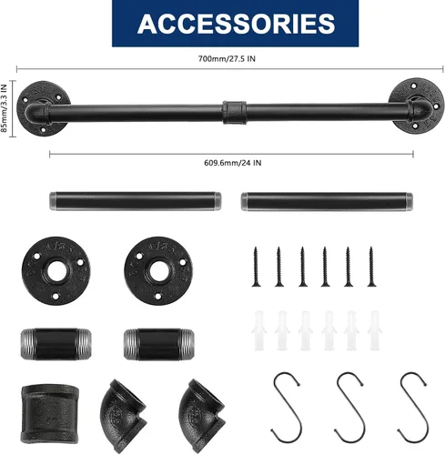 Miniatura 2 de NearMoon Toallero Industrial de Tubería, Accesorio Portador de Toallas de Ferretería de Baño de Servicio Pesado, Estante Soporte para Toallas