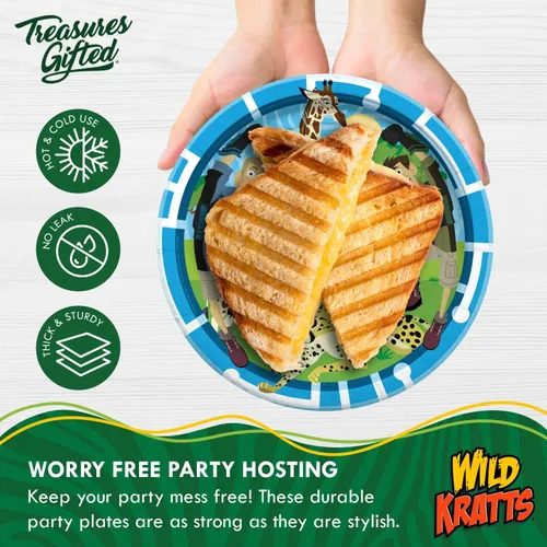 Miniatura 3 de Treasures Gifted Platos de cena Wild Kratts con licencia oficial de 16 unidades – Platos de fiesta Wild Kratts de 9 pulgadas – Suministros de fiesta
