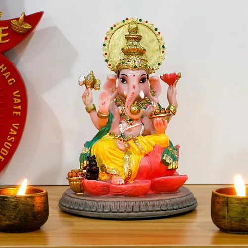 Miniatura 6 de alikiki Estatua de ídolo hindú de Dios Ganesha – 6.8 pulgadas hindú Murti Lord Ganesh Ganpati para oficina en casa, altar mandir templo Pooja