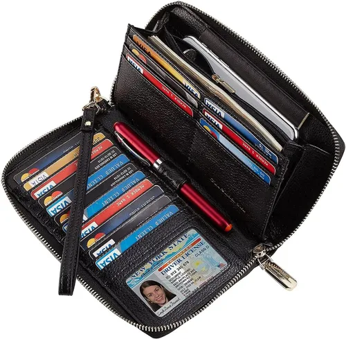 Miniatura 2 de Chelmon - Monedero para mujer de cuero genuino con bloqueo de señal RFID, para tarjetas de crédito