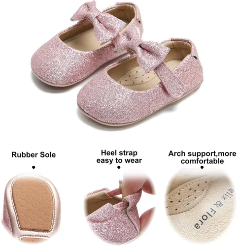 Miniatura 126 de Felix & Flora Zapatos de bebé de suela suave - Zapatos de bebé para caminar, mocasines, suela de goma, zapatos de cuna
